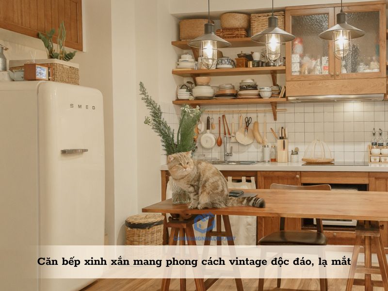 Căn bếp xinh xắn mang phong cách vintage độc đáo, lạ mắt